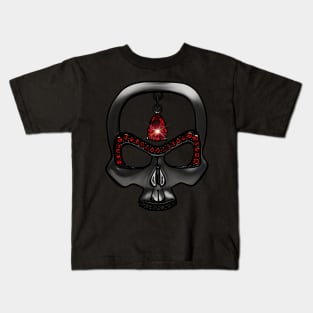 Vintage Hip-hop Punk Gothic Red Gemstone Rock Skull Kids T-Shirt